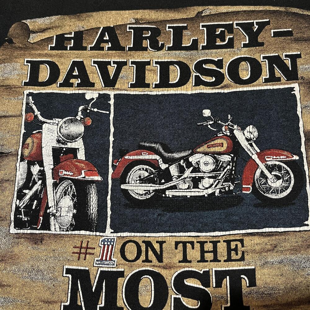 Vintage Harley Davidson Shirt Wanted Posted Large USA Berlin PA 80s 3D Emblem - Picture 4 of 11
